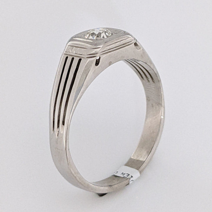 14K WHITE .30 CARAT TOTAL VS1 K DIAMOND ROUND (1) LINED SHANK ESTATE RING 5.1 GRAMS