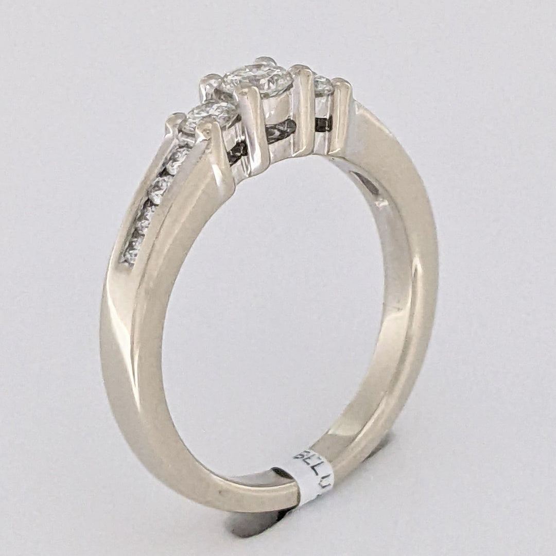 14K WHITE .47 CARAT TOTAL WEIGHT SI2 J DIAMOND ROUND (11) ESTATE TRINITY RING 4.3 GRAMS