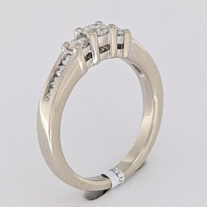 14K WHITE .47 CARAT TOTAL WEIGHT SI2 J DIAMOND ROUND (11) ESTATE TRINITY RING 4.3 GRAMS