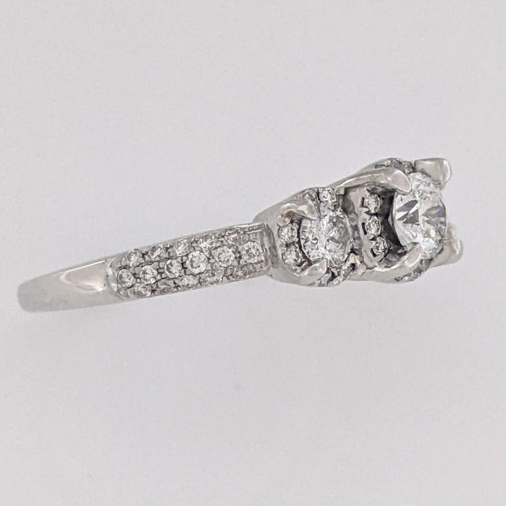 14K WHITE 1.02 CARAT TOTAL WEIGHT I1 H DIAMOND ROUND (59) ESTATE TRINITY RING 3.8 GRAMS