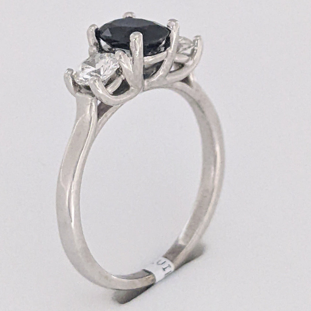 14K WHITE SAPPHIRE OVAL 5X7 WITH .50 DIAMOND TOTAL WEIGHT ESTATE RING 3.1 GRAMS