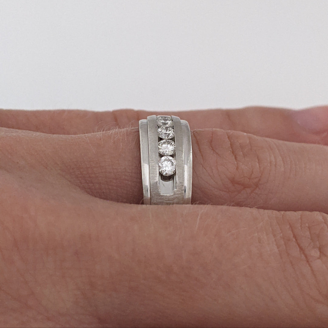 14K WHITE .48 CARAT TOTAL WEIGHT SI1 I DIAMOND ROUND (6) ESTATE CHANNEL BAND 6.7 GRAMS