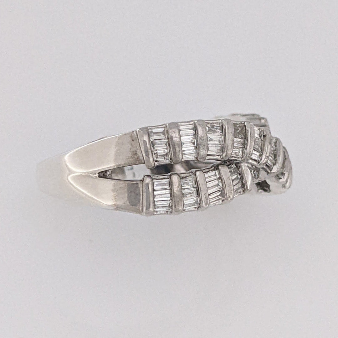 STERLING SILVER 1.00 CARAT TOTAL WEIGHT DIAMOND BAGUETTE (52) ESTATE CRISS CROSS ESTATE BAND 4.3 GRAMS