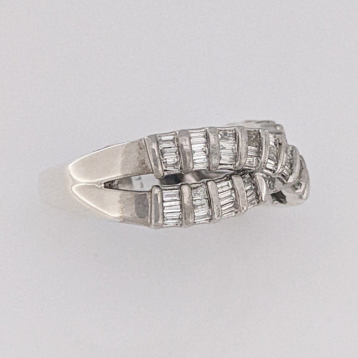 STERLING SILVER 1.00 CARAT TOTAL WEIGHT DIAMOND BAGUETTE (52) ESTATE CRISS CROSS ESTATE BAND 4.3 GRAMS