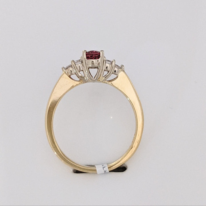 14K PINK TOURMALINE OVAL 4X6 WITH .22 DIAMOND TOTAL WEIGHT ESTATE RING 3.6 GRAMS