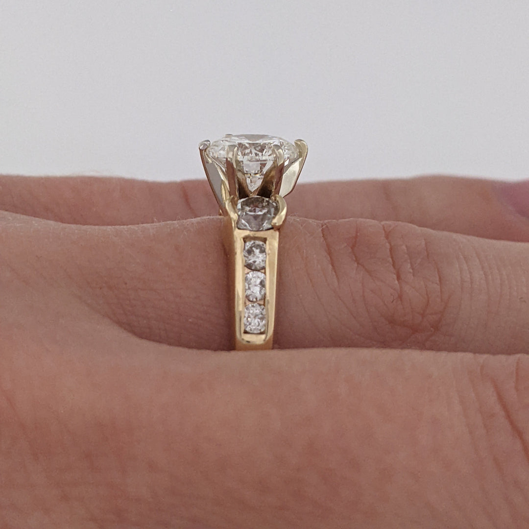 14K 2.10 CARAT TOTAL WEIGHT SI1 I DIAMOND ROUND (9) ESTATE "LEO" RING 5.3 GRAMS