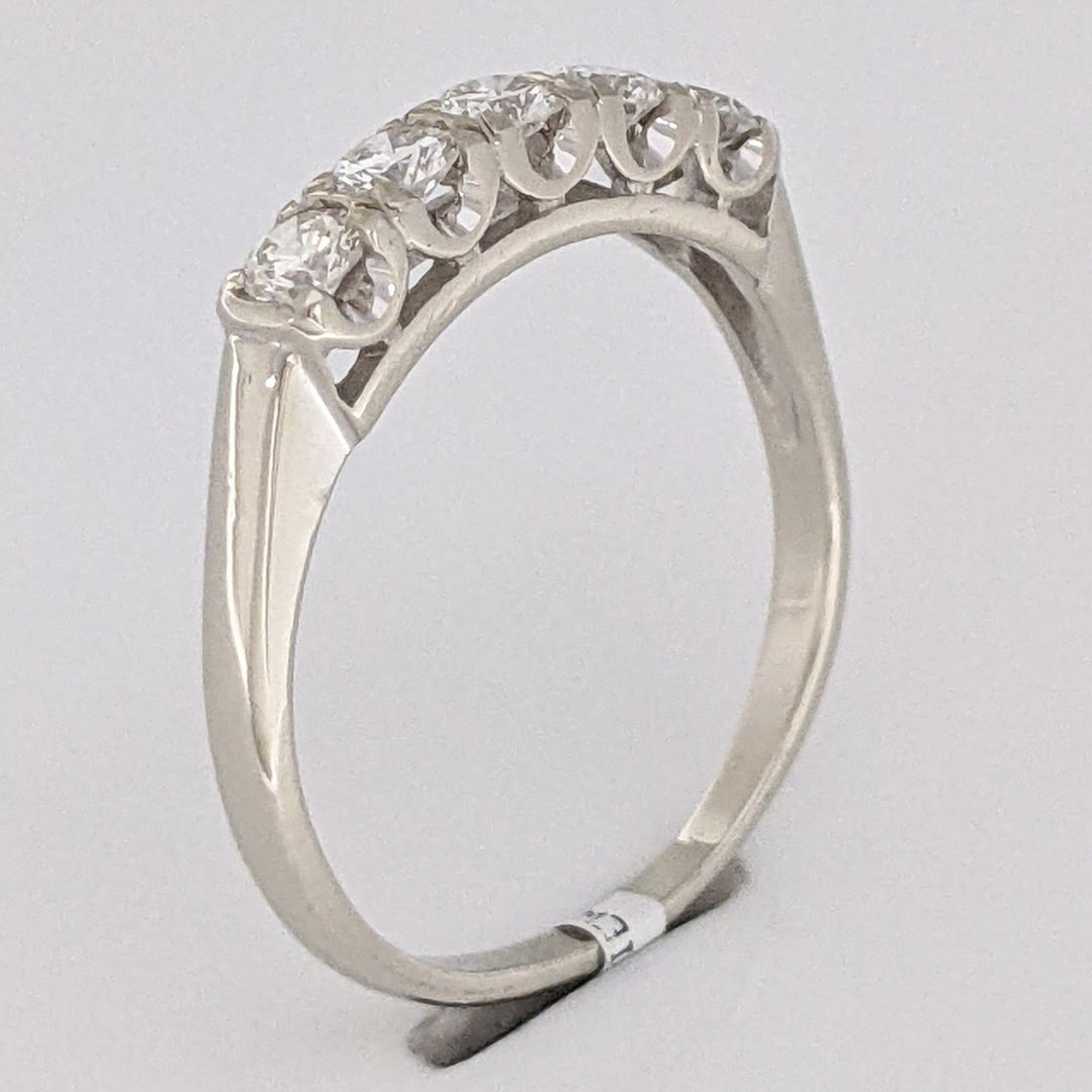 14K WHITE .60 CARAT TOTAL WEIGHT VS1 H DIAMOND ROUND (5) ESTATE BAND 2.6 GRAMS