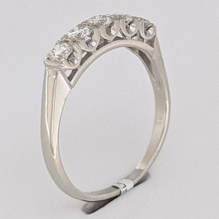 14K WHITE .60 CARAT TOTAL WEIGHT VS1 H DIAMOND ROUND (5) ESTATE BAND 2.6 GRAMS
