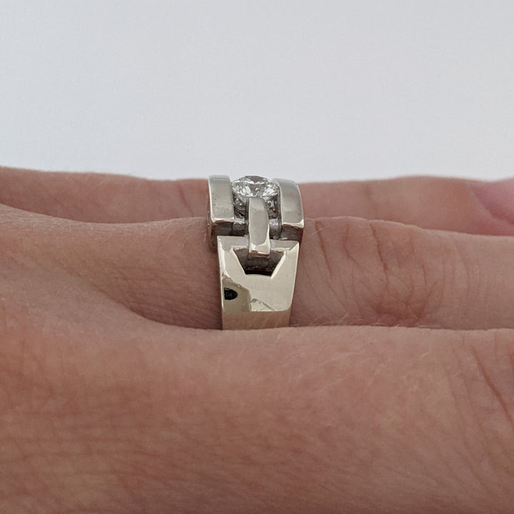 14K WHITE .34 CARAT TOTAL VS1 G DIAMOND ROUND TENSION OPEN TOP ESTATE RING 6.7 GRAMS