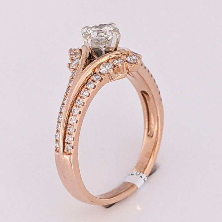 14K ROSE .89 CARAT TOTAL WEIGHT I1 J DIAMOND ROUND (47) ESTATE RING 5.3 GRAMS