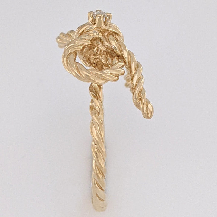 14K DIAMOND ROUND ROPE/TWIST BOW ESTATE RING 4.1 GRAMS