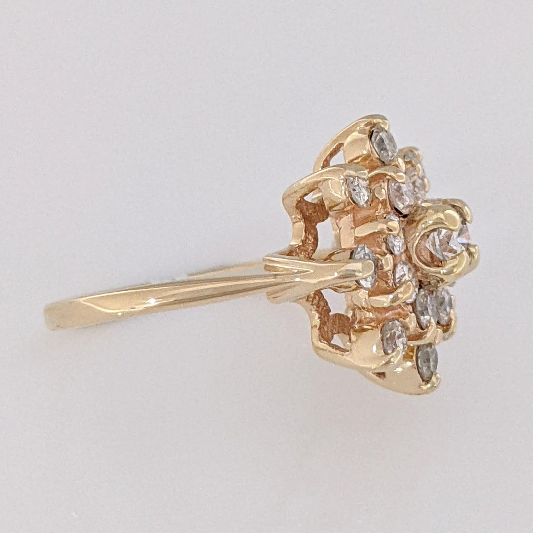 14K .81 CARAT TOTAL WEIGHT I1 H DIAMOND ROUND (17) ESTATE CLUSTER RING 4.0 GRAMS