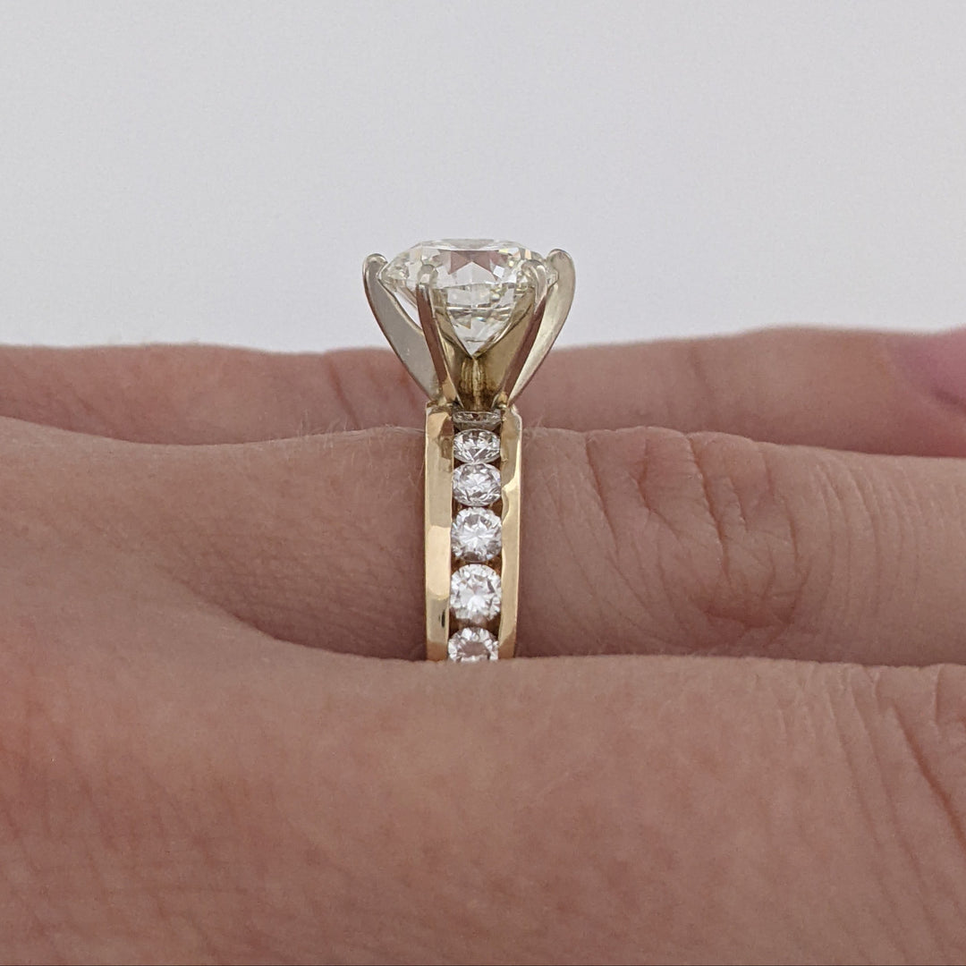 14K 2.57 CARAT TOTAL WEIGHT VS2 I DIAMOND ROUND (13) ESTATE RING 3.8 GRAMS