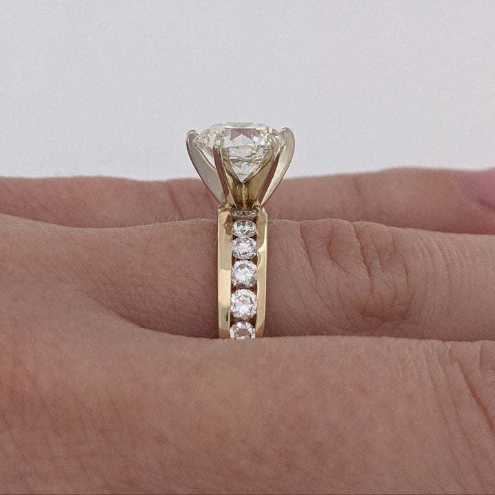 14K 2.57 CARAT TOTAL WEIGHT VS2 I DIAMOND ROUND (13) ESTATE RING 3.8 GRAMS