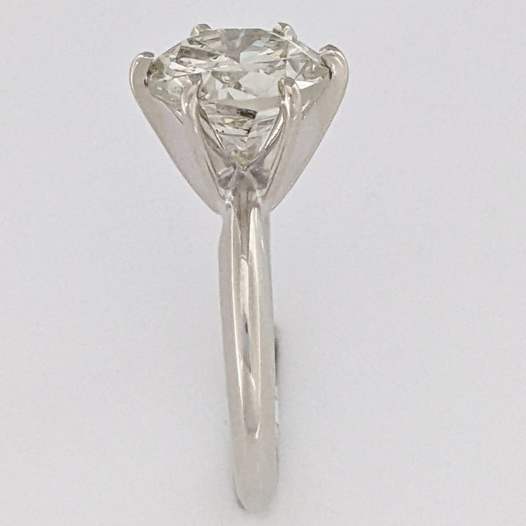 14K WHITE 2.85 CARAT TOTAL I1 K-L DIAMOND ROUND 6-PRONG ESTATE RING 3.5 GRAMS
