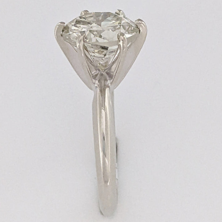 14K WHITE 2.85 CARAT TOTAL I1 K-L DIAMOND ROUND 6-PRONG ESTATE RING 3.5 GRAMS