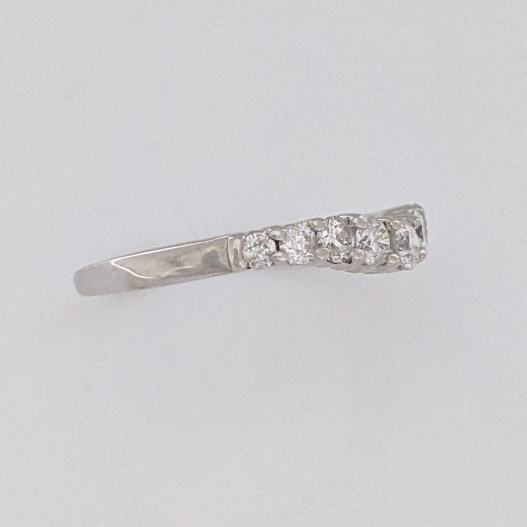 14K WHITE .31 CARAT TOTAL WEIGHT I1 H DIAMOND ROUND (9) ESTATE CURVED PRONG BAND 1.7 GRAMS