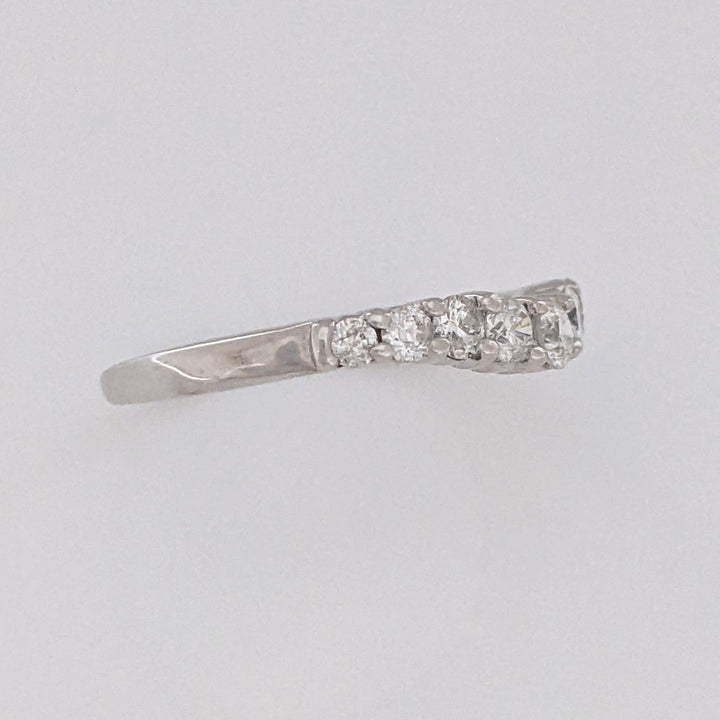 14K WHITE .31 CARAT TOTAL WEIGHT I1 H DIAMOND ROUND (9) ESTATE CURVED PRONG BAND 1.7 GRAMS