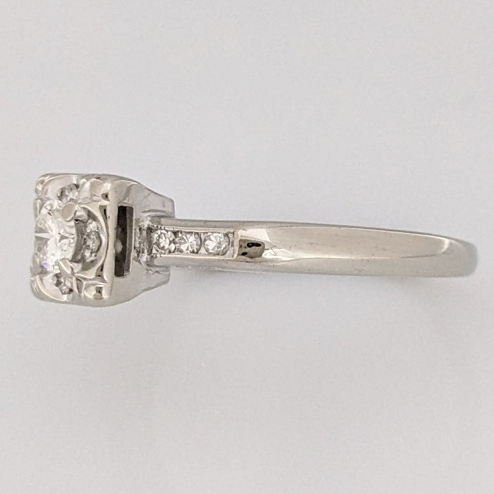 14K WHITE .21 CARAT TOTAL WEIGHT VS2-SI1 J DIAMOND ROUND (11) ESTATE ILLUSION RING 2.2 GRAMS