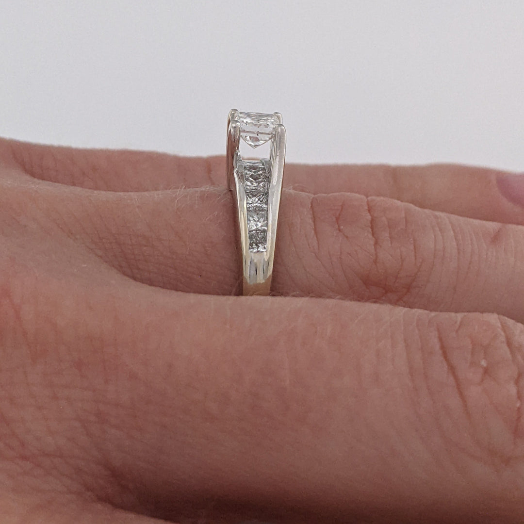 14K WHITE .80 CARAT TOTAL WEIGHT SI2 H DIAMOND PRINCESS CUT (11) ESTATE RING 3.3 GRAMS