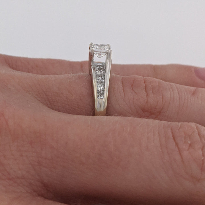 14K WHITE .80 CARAT TOTAL WEIGHT SI2 H DIAMOND PRINCESS CUT (11) ESTATE RING 3.3 GRAMS