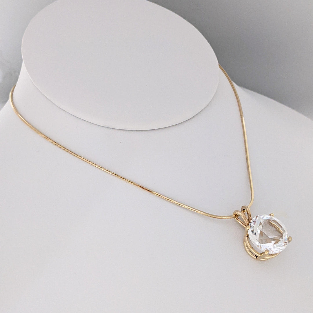 14K AQUAMARINE ROUND 13.7MM ESTATE PENDANT &amp; CHAIN 8.3 GRAMS