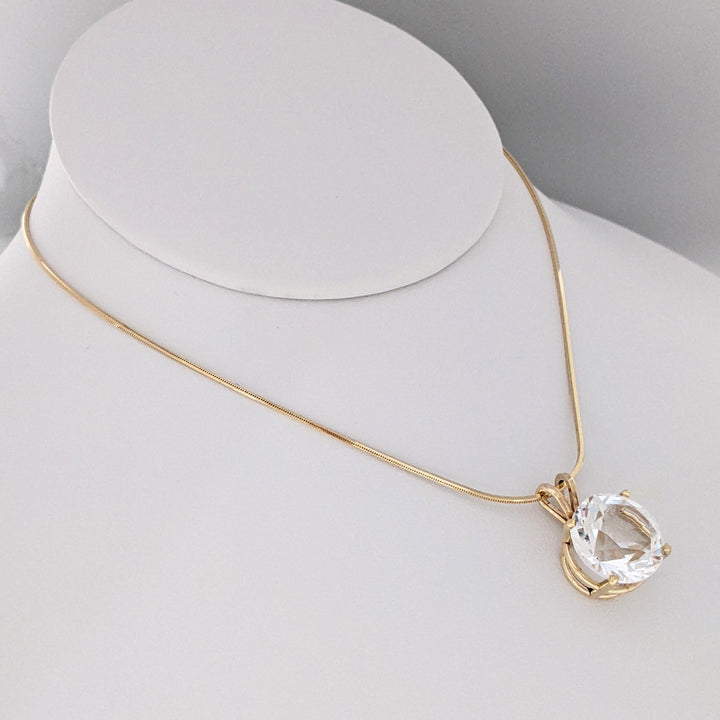 14K AQUAMARINE ROUND 13.7MM ESTATE PENDANT &amp; CHAIN 8.3 GRAMS
