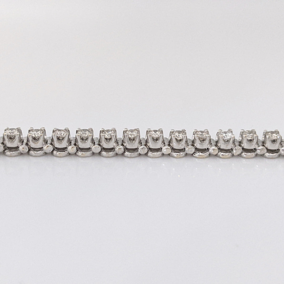 14K WHITE 1.65 CARAT TOTAL WEIGHT SI2 J-K DIAMOND ROUND (55) ESTATE BRACELET 10.7 GRAMS
