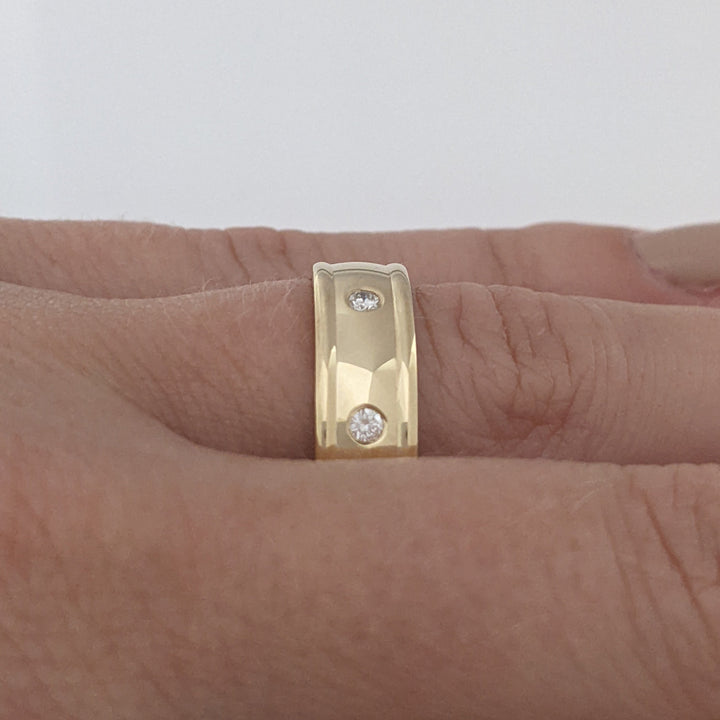 14K .28 CARAT TOTAL WEIGHT (8) ROUND DIAMOND BEAD SET 6MM ESTATE BAND 7.0 GRAMS