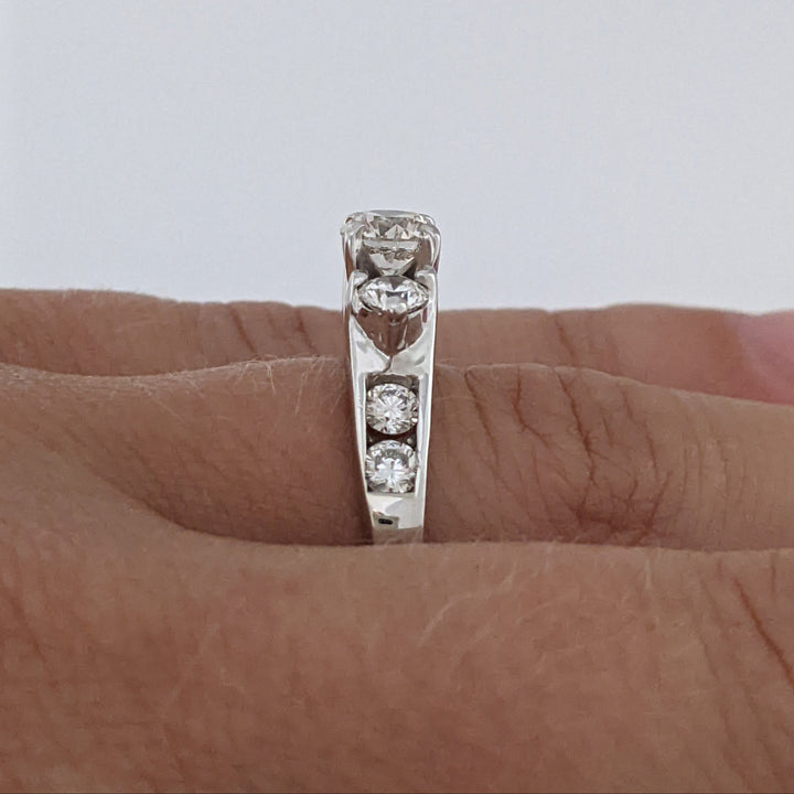 14K WHITE .75 CARAT TOTAL WEIGHT SI1 I DIAMOND ROUND (9) ESTATE TRINITY RING 2.5 GRAMS