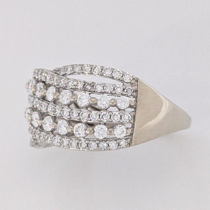 10K WHITE 1.45 CARAT TOTAL WEIGHT VS1 G DIAMOND ROUND (101) MULTI-ROW ESTATE BAND 3.5 GRAMS