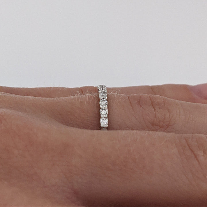 14K WHITE .25 CARAT TOTAL WEIGHT VS2 I DIAMOND ROUND (9) ESTATE PRONG SET BAND 1.7 GRAMS