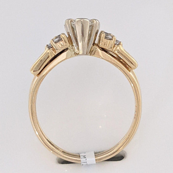 14K .89 CARAT TOTAL WEIGHT I1 I DIAMOND HEART (1) ROUND (10) ESTATE RING 4.5 GRAMS