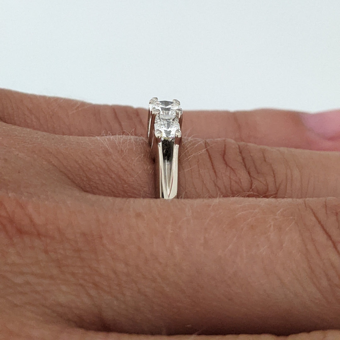 18K WHITE .74 CARAT TOTAL WEIGHT VVS H DIAMOND DREAM CUT TRINITY ESTATE RING 4.8 GRAMS