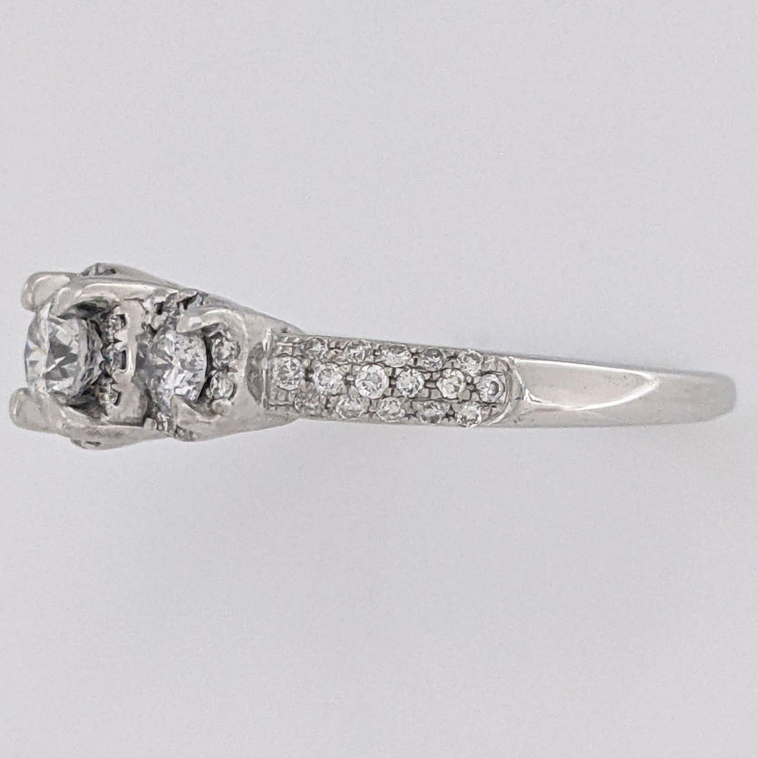 14K WHITE 1.02 CARAT TOTAL WEIGHT I1 H DIAMOND ROUND (59) ESTATE TRINITY RING 3.8 GRAMS