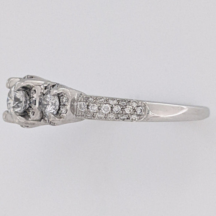 14K WHITE 1.02 CARAT TOTAL WEIGHT I1 H DIAMOND ROUND (59) ESTATE TRINITY RING 3.8 GRAMS