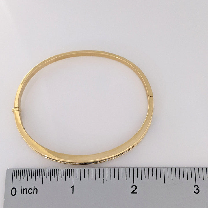 18K SAPPHIRE PRINCESS CUT (15) DIAMOND PRINCESS CUT (12) 2.5MM CHANNEL ESTATE BANGLE 18.2 GRAMS