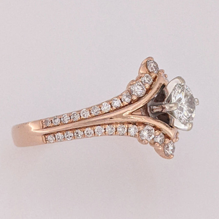 14K ROSE .89 CARAT TOTAL WEIGHT I1 J DIAMOND ROUND (47) ESTATE RING 5.3 GRAMS