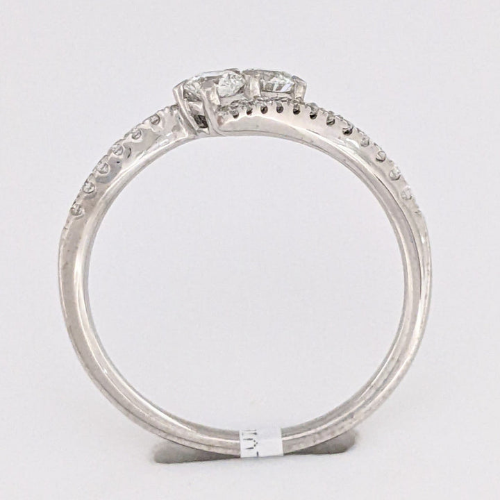 18K WHITE .40 CARAT TOTAL WEIGHT VS2 H DIAMOND ROUND (26) ESTATE BYPASS RING 2.9 GRAMS