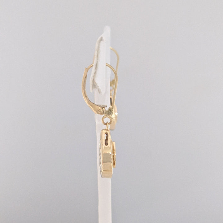 14K .62 CARAT TOTAL WEIGHT VS2 I DIAMOND ROUND (2) BAGUETTE (48) DANGLE ESTATE EARRINGS 3.7 GRAMS