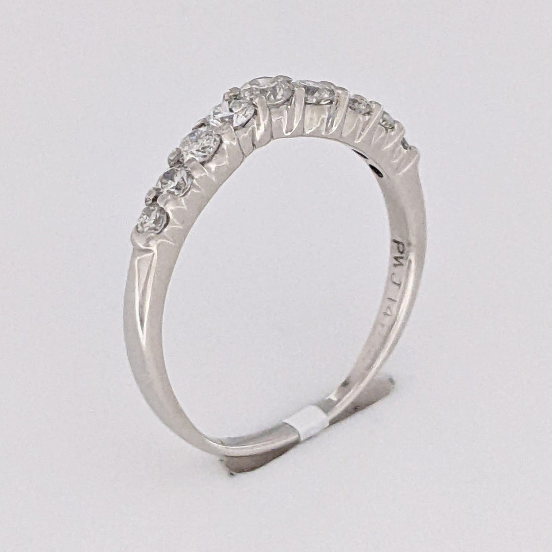 14K WHITE .31 CARAT TOTAL WEIGHT I1 H DIAMOND ROUND (9) ESTATE CURVED PRONG BAND 1.7 GRAMS
