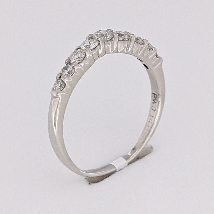 14K WHITE .31 CARAT TOTAL WEIGHT I1 H DIAMOND ROUND (9) ESTATE CURVED PRONG BAND 1.7 GRAMS