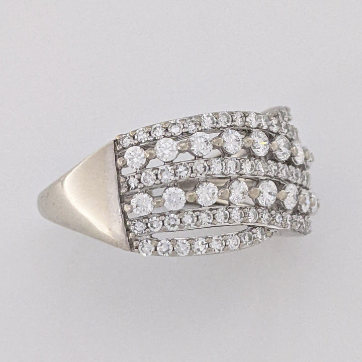 10K WHITE 1.45 CARAT TOTAL WEIGHT VS1 G DIAMOND ROUND (101) MULTI-ROW ESTATE BAND 3.5 GRAMS