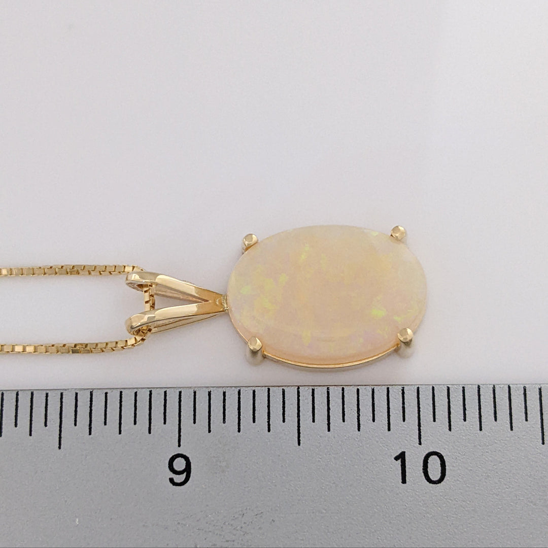 14K OPAL OVAL 14X21 OVAL ESTATE PENDANT & CHAIN 8.8 GRAMS