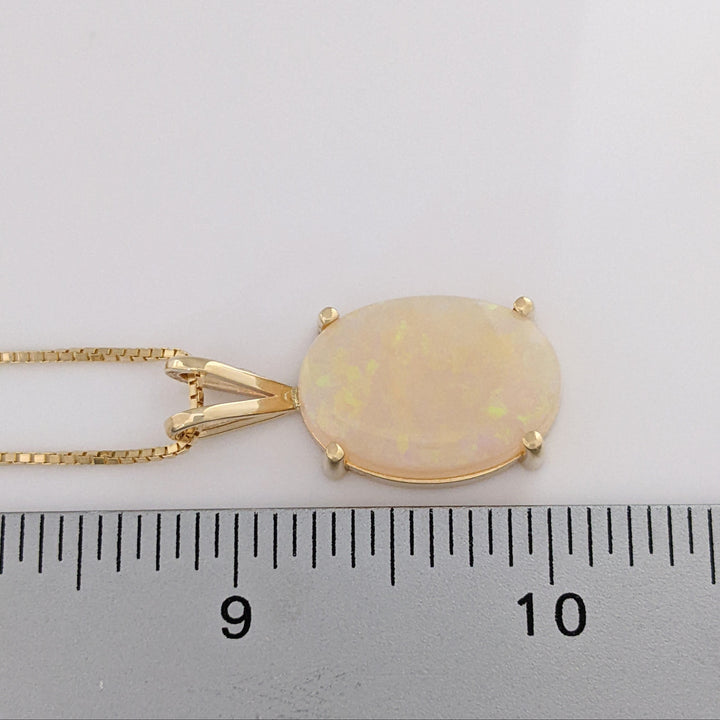 14K OPAL OVAL 14X21 OVAL ESTATE PENDANT & CHAIN 8.8 GRAMS