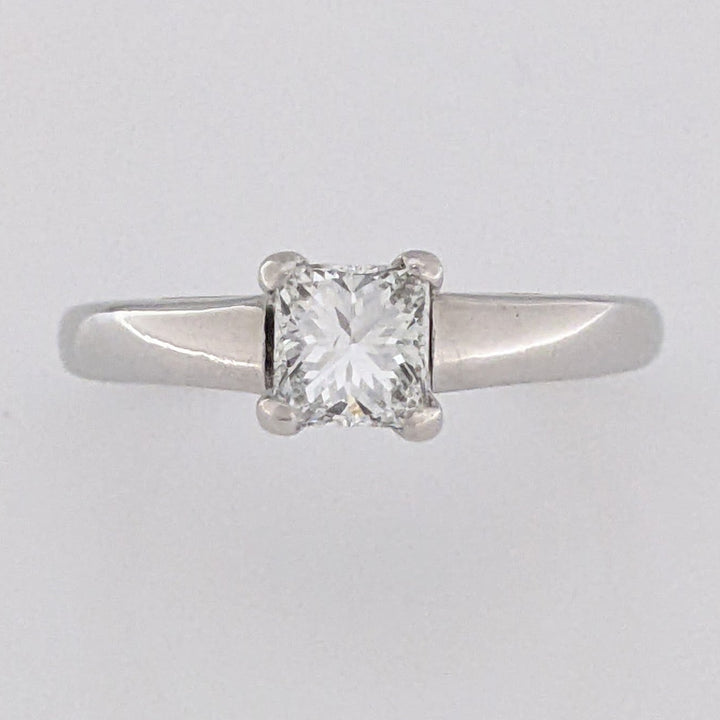 14K WHITE .70 CARAT TOTAL SI2 H DIAMOND PRINCESS CUT ESTATE RING 4.6 GRAMS