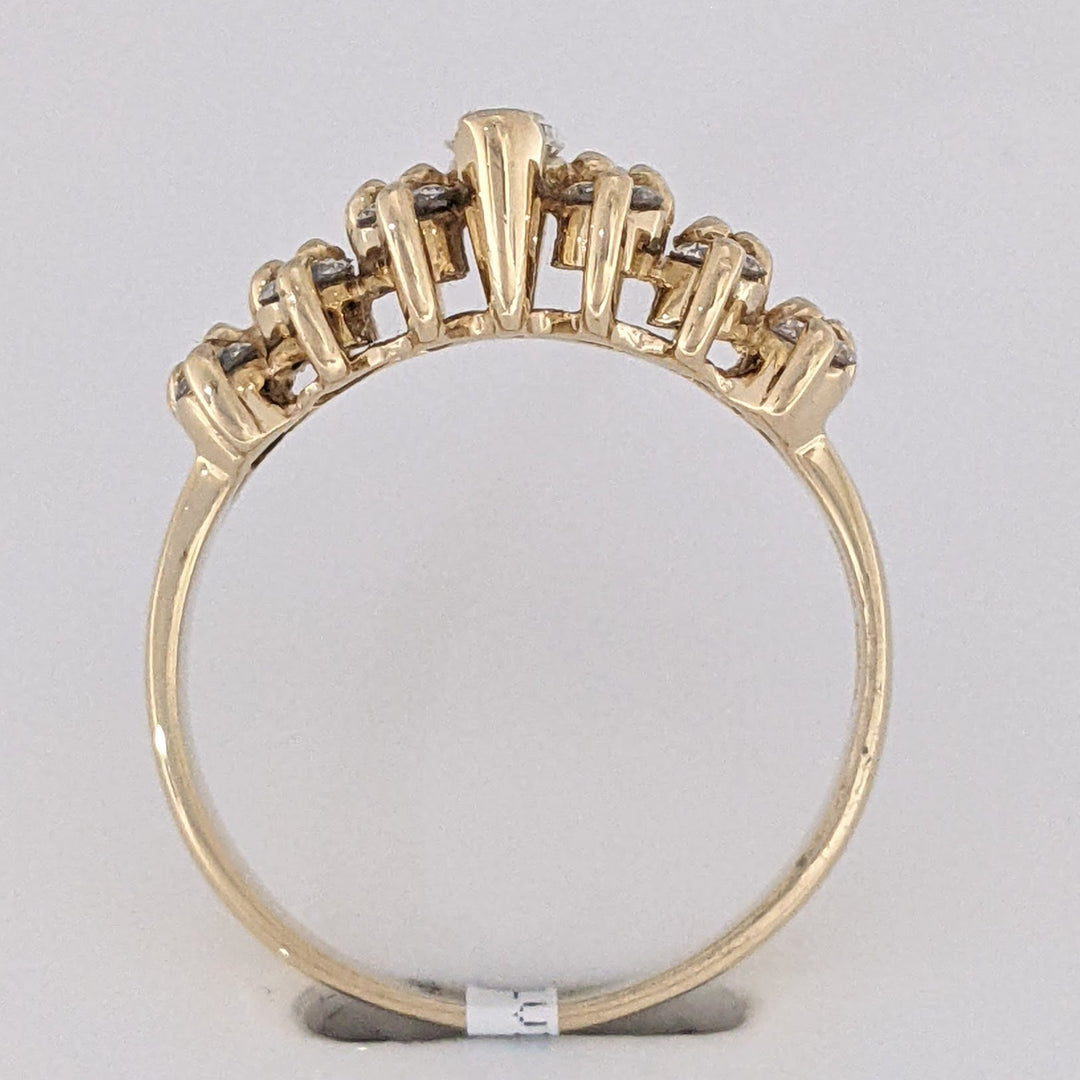 14K .95 CARAT TOTAL WEIGHT SI1 I DIAMOND MARQUISE (1) ROUND (12) 2-ROW ESTATE BAND 3.2 GRAMS