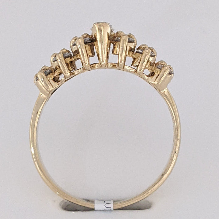 14K .95 CARAT TOTAL WEIGHT SI1 I DIAMOND MARQUISE (1) ROUND (12) 2-ROW ESTATE BAND 3.2 GRAMS