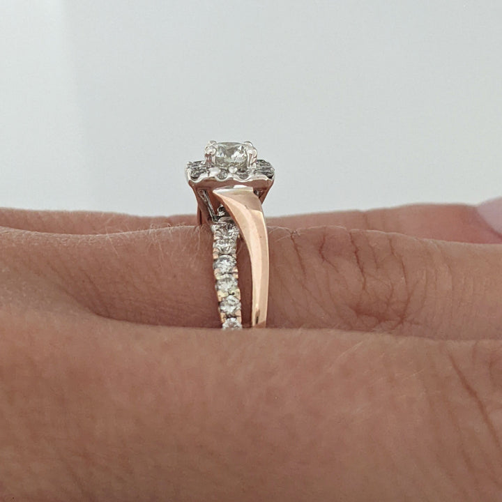 14K ROSE .82CTW I1 H DIAMOND ROUND (27) ESTATE HALO RING 3.8 GRAMS