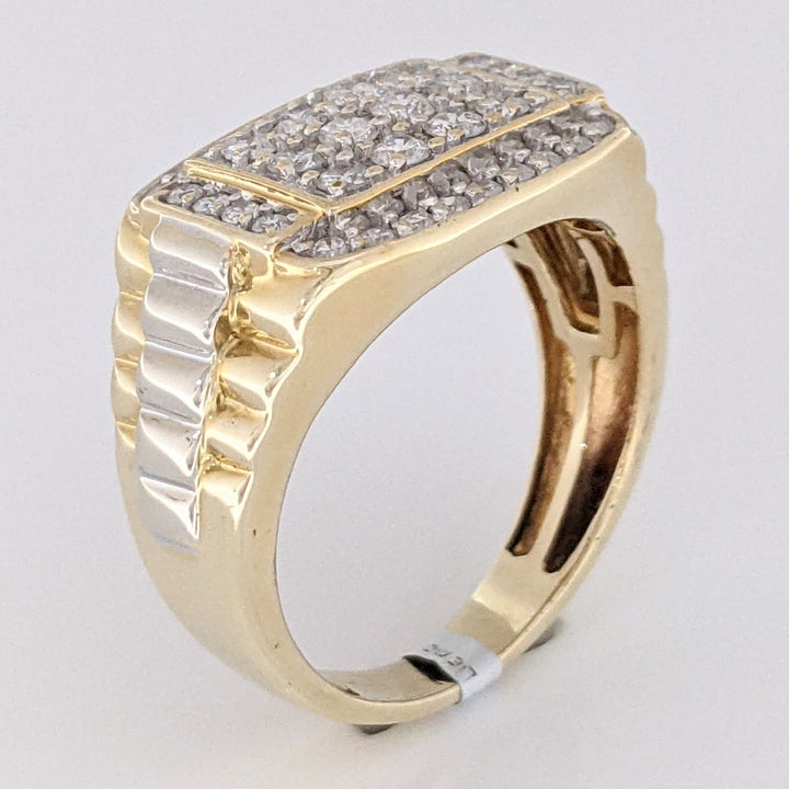 14K .99 CARAT TOTAL WEIGHT I1 H DIAMOND ROUND (38) MULTI-ROW ESTATE RING 8.9 GRAMS